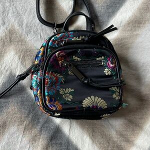 Free People Black Floral Mini Bag